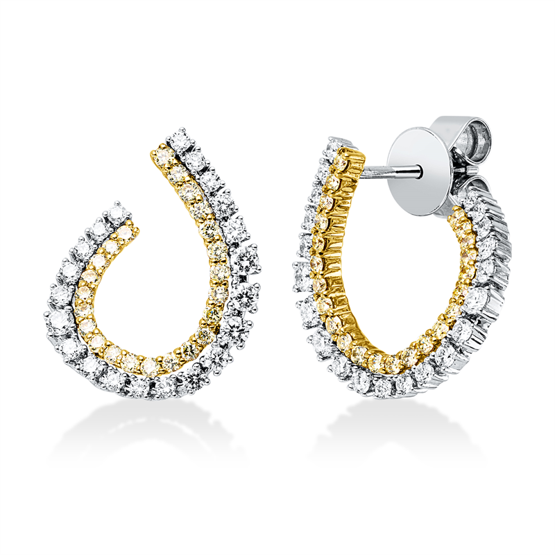 Farbiger Diamant Ohrstecker Weißgold / Gelbgold 18kt 0,85ct