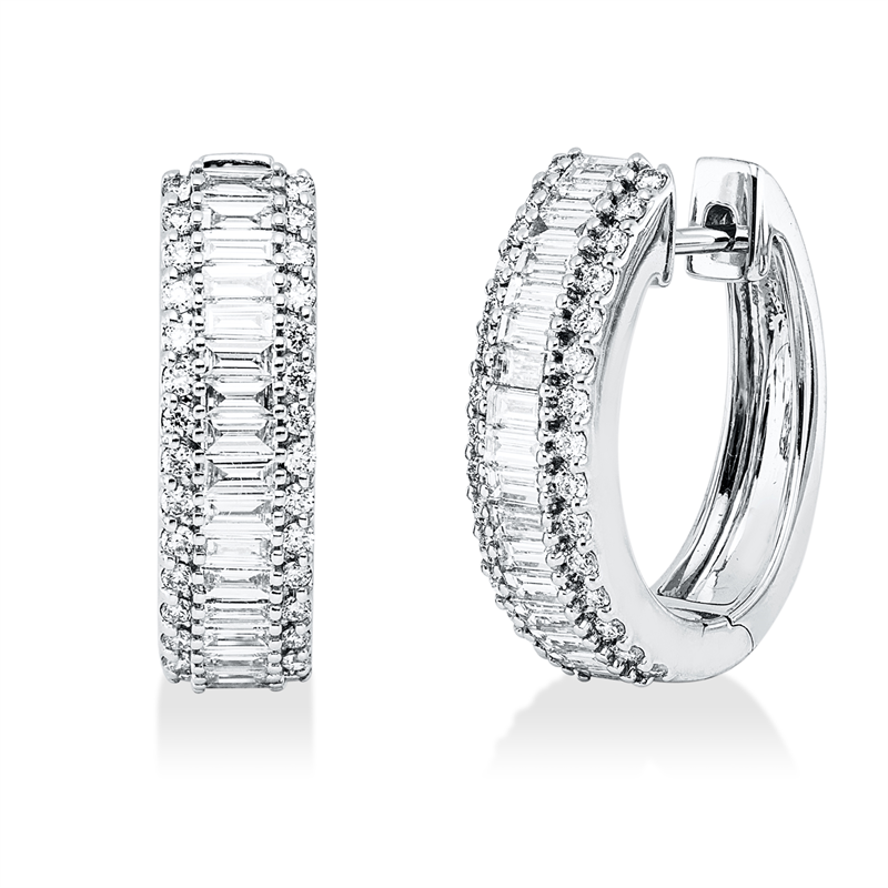 Baguette Creolen Weißgold 18kt 1,26ct