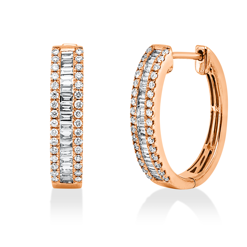 Baguette Creolen Rotgold 18kt 0,76ct