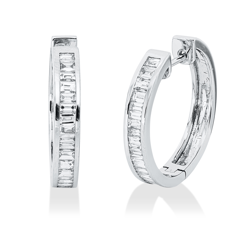 Baguette Creolen Weißgold 18kt 1,01ct