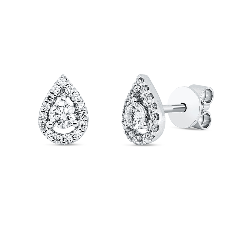 Solitaire mit Besatz Ohrstecker Weißgold 18kt 0,36ct