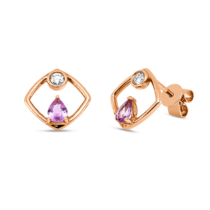 Farbstein Classic Ohrschmuck Rotgold 18kt 0,08ct