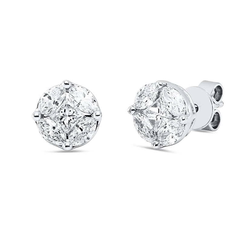 Baguette Illusion Ohrstecker Weißgold 18kt 1,19ct