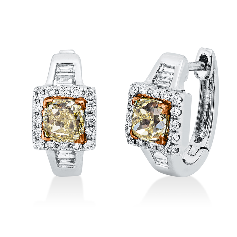 Farbiger Diamant Ohrschmuck Weißgold / Rotgold 18kt Ref-2Z201