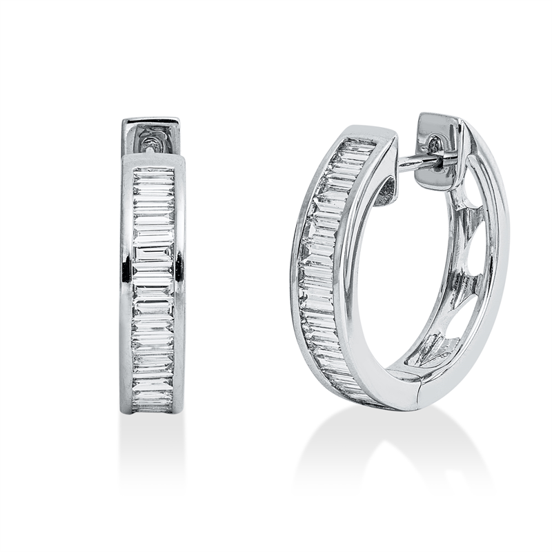 Baguette Creolen Weißgold 18kt Ref-2Z544