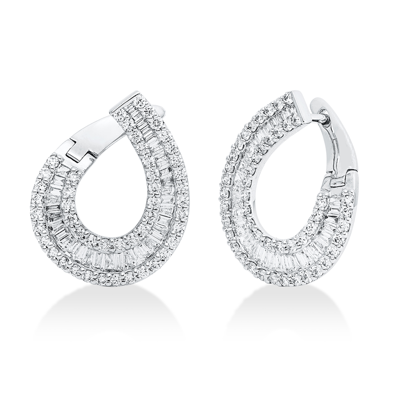 Baguette Ohrschmuck Weißgold 18kt Ref-2Z558