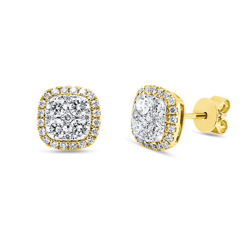Illusion Classic Ohrstecker Gelbgold / Weißgold 18kt Ref-2Z588