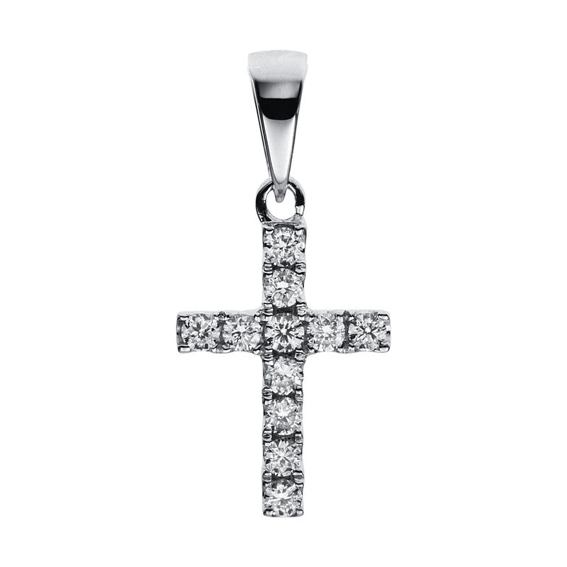 Kreuz Anhänger Weißgold 18kt 0,1ct