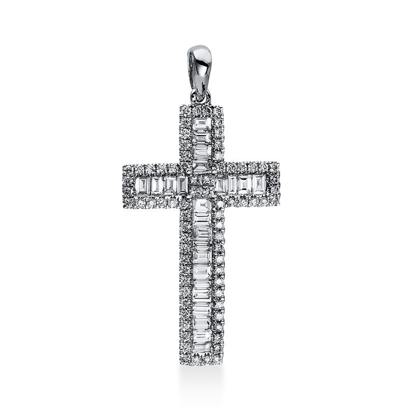 Kreuz Anhänger Weißgold 18kt Ref-3A762