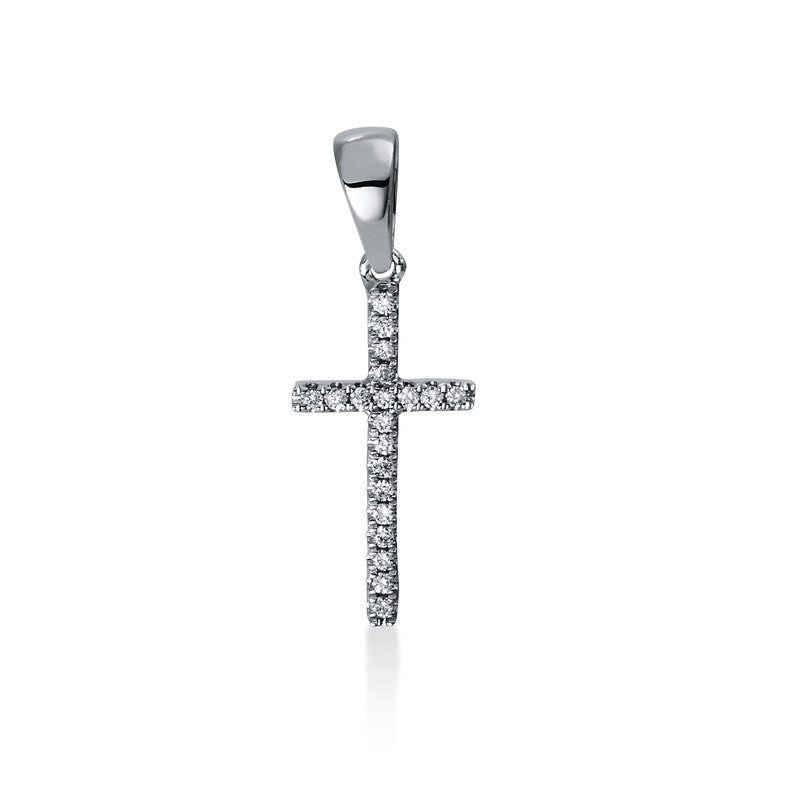 Kreuz Anhänger Weißgold 18kt 0,04ct
