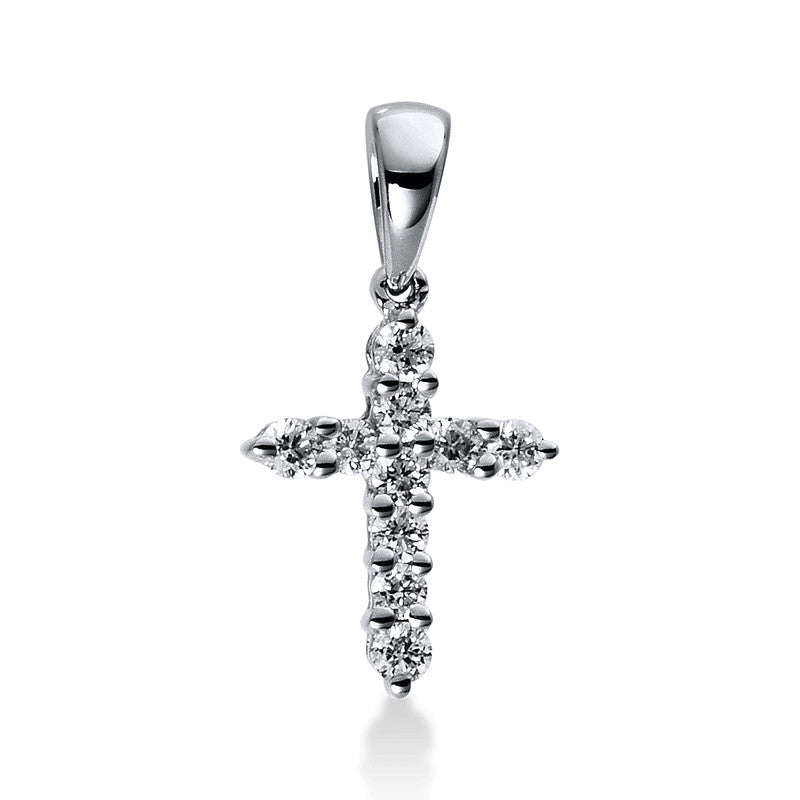 Kreuz Anhänger Weißgold 18kt 0,1ct