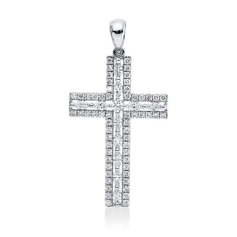 Kreuz Anhänger Weißgold 18kt Ref-3D366