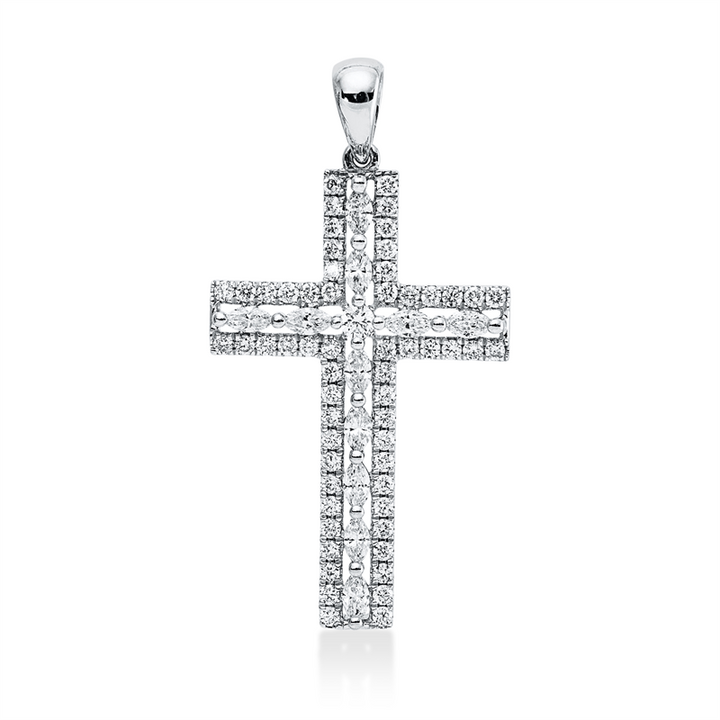 Kreuz Anhänger Weißgold 18kt Ref-3D366