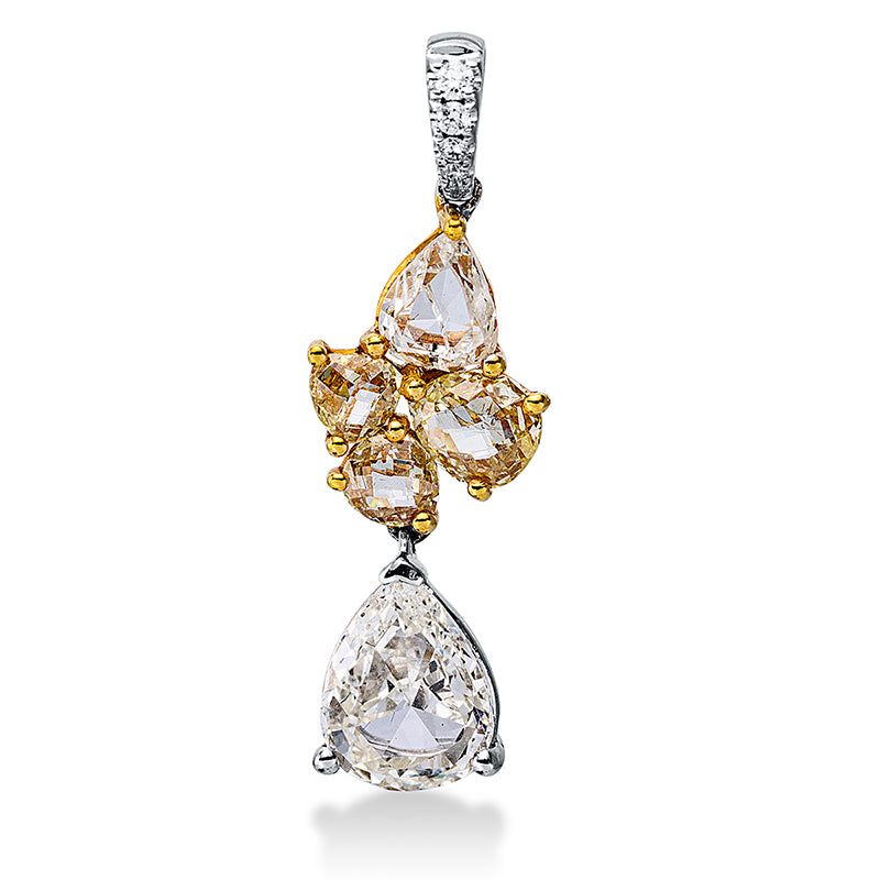 Farbiger Diamant Anhänger Weißgold / Gelbgold 18kt 2,15ct