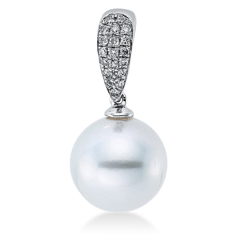 Perle Anhänger Weißgold 18kt 0,1ct