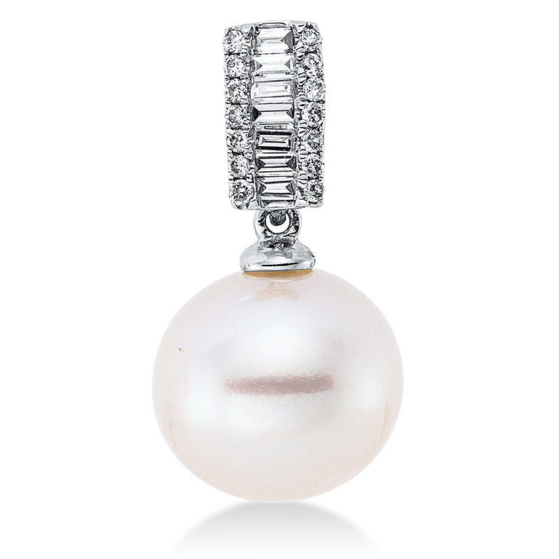 Perle Anhänger Weißgold 18kt 0,13ct