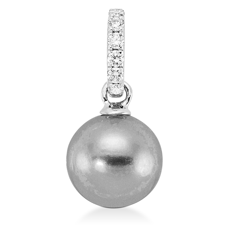 Perle Anhänger Weißgold 18kt 0,13ct