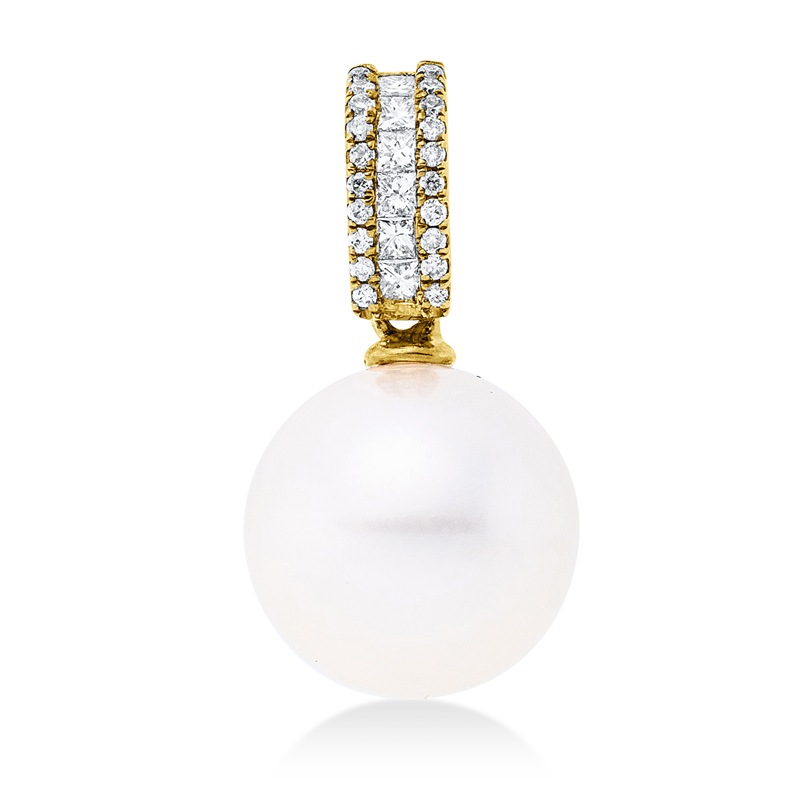 Perle Anhänger Gelbgold 18kt 0,17ct