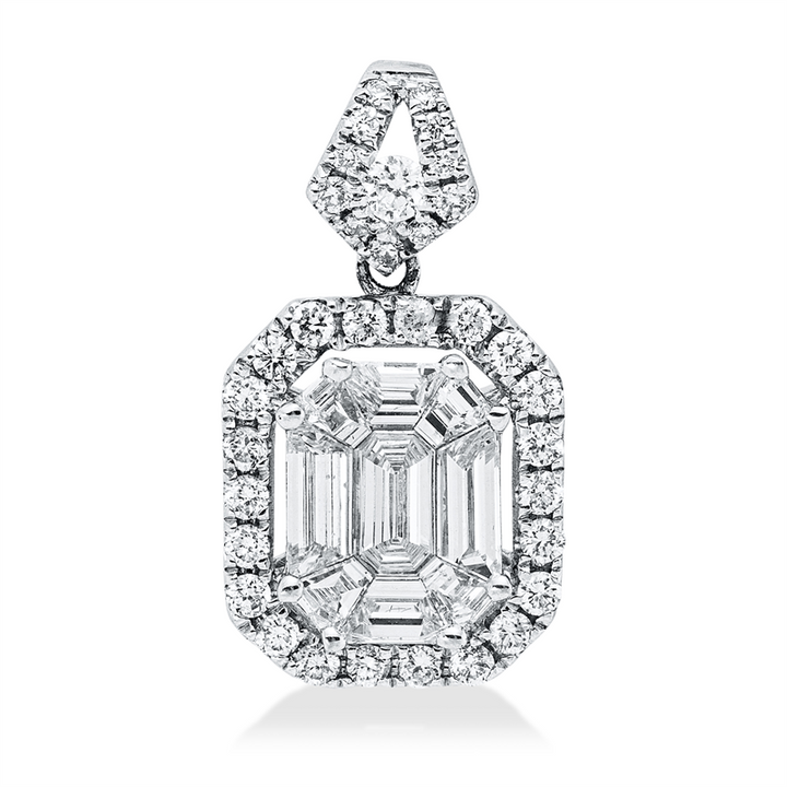 Baguette Illusion Anhänger Weißgold 18kt Ref-3G798