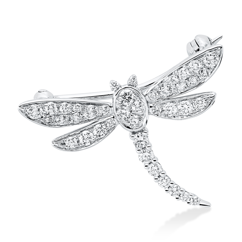 Tier Brosche Weißgold 18kt 0,52ct