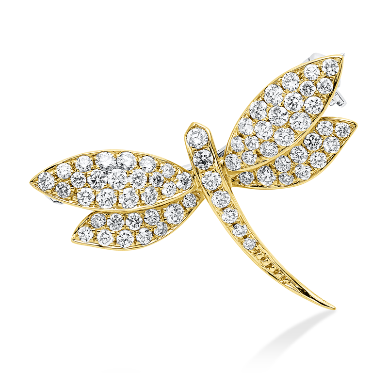 Tier Brosche Gelbgold / Weißgold 18kt 0,67ct