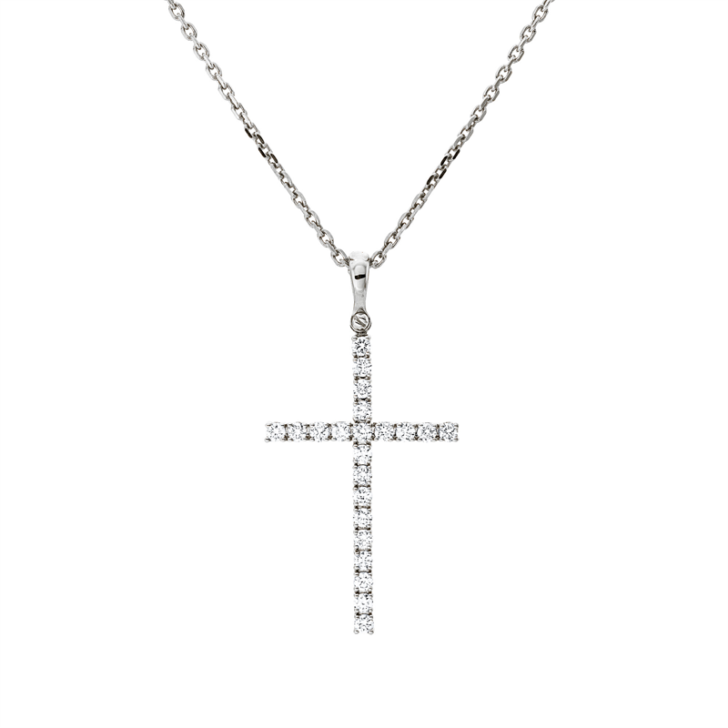 Kreuz Anhänger Weißgold 18kt 0,35ct