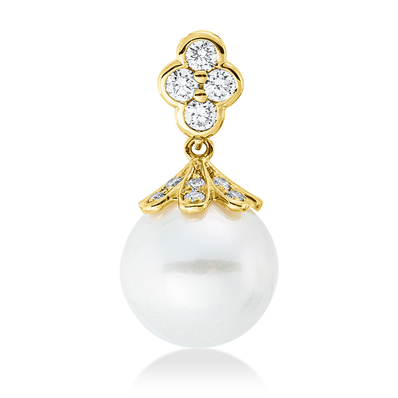 Perle Anhänger Gelbgold 14kt 0,16ct