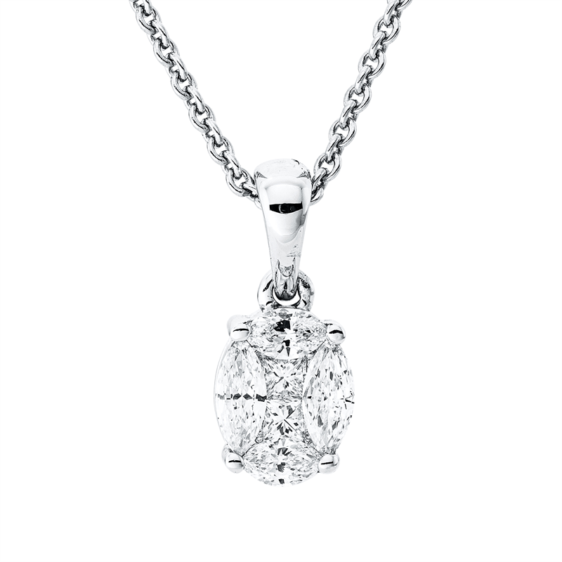 Baguette Illusion Anhänger Weißgold 18kt 0,39ct