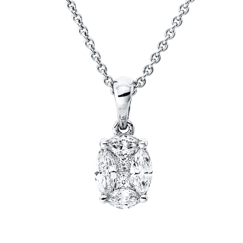Baguette Illusion Anhänger Weißgold 18kt 0,52ct