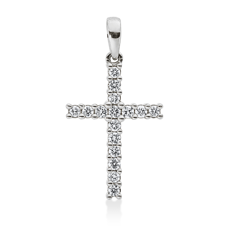 Kreuz Anhänger Weißgold 18kt 0,25ct