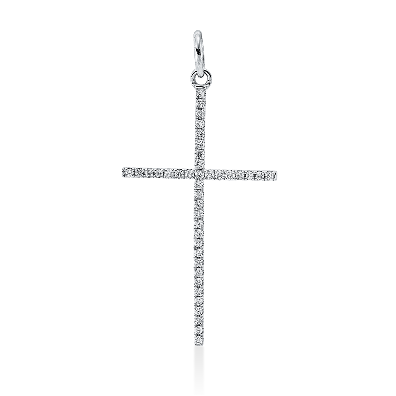 Kreuz Anhänger Weißgold 18kt 0,12ct