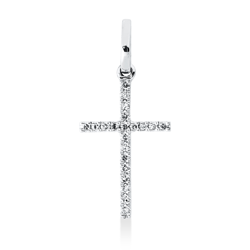 Kreuz Anhänger Weißgold 18kt 0,05ct