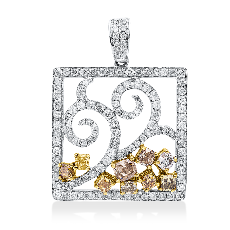 Farbiger Diamant Anhänger Weißgold / Gelbgold 18kt 2,84ct
