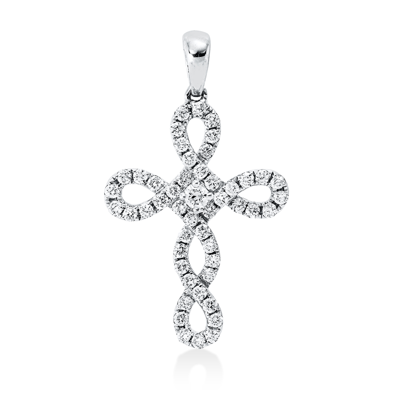 Kreuz Anhänger Weißgold 18kt 0,48ct