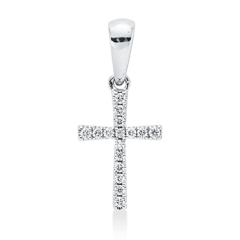 Kreuz Anhänger Weißgold 18kt 0,06ct