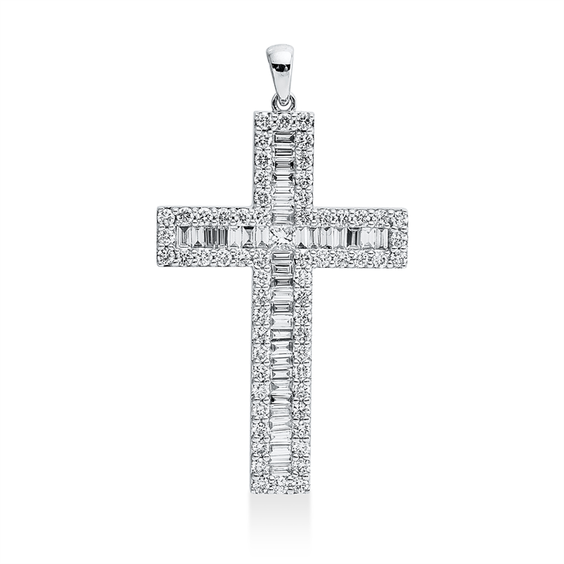 Kreuz Anhänger Weißgold 18kt Ref-3J313