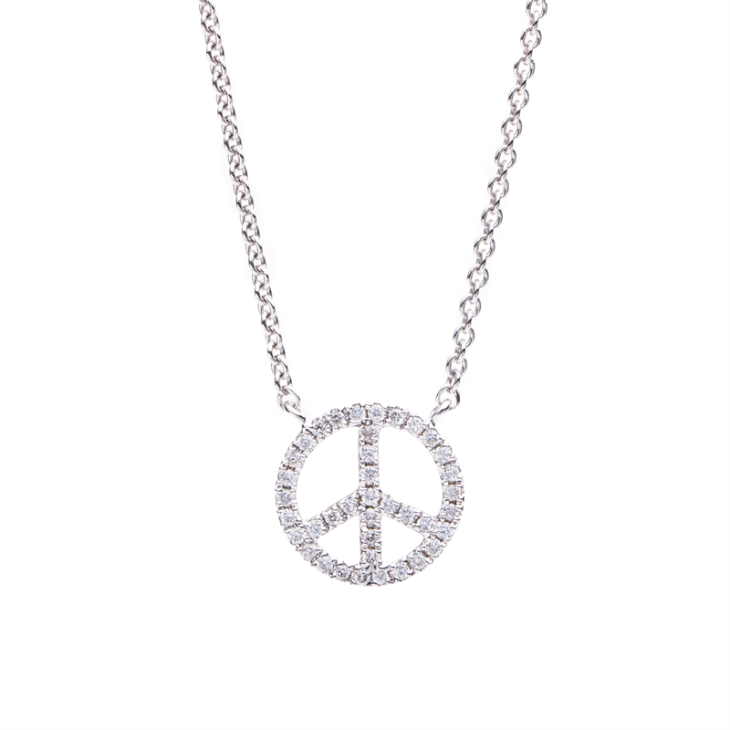 Mehrfachsteinbesatz Collier Weißgold 18kt 0,13ct