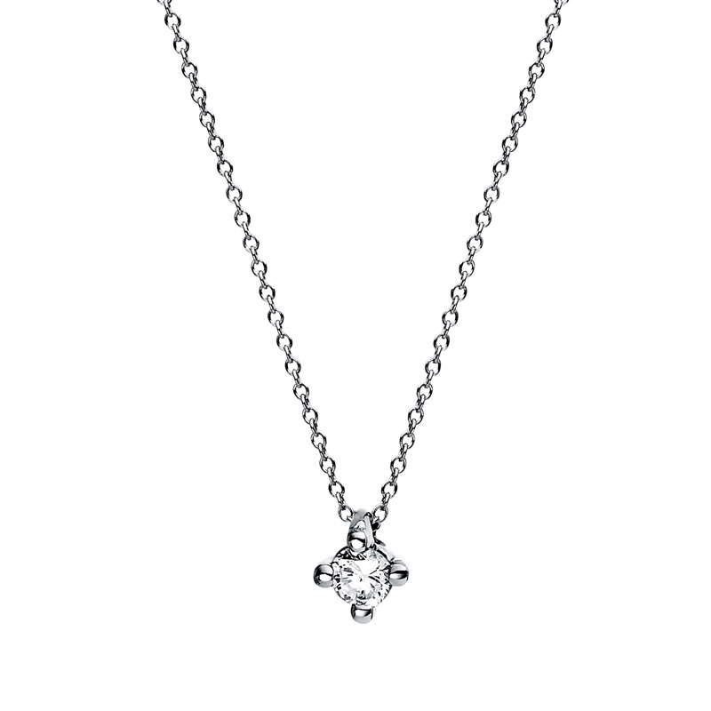 Solitaire Collier Weißgold 18kt 0,05ct