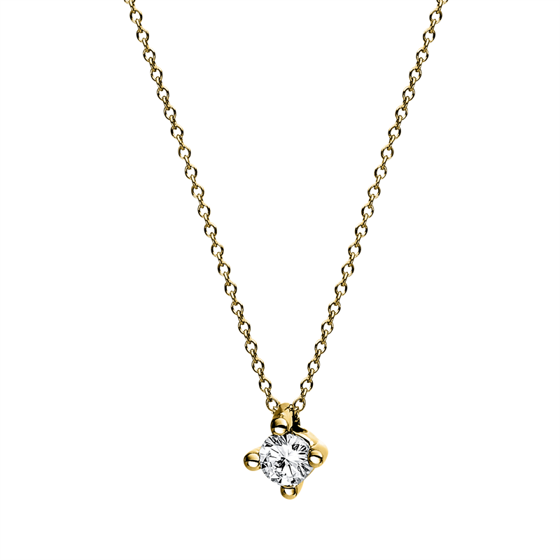 Solitaire Collier Weißgold 14kt 0,1ct