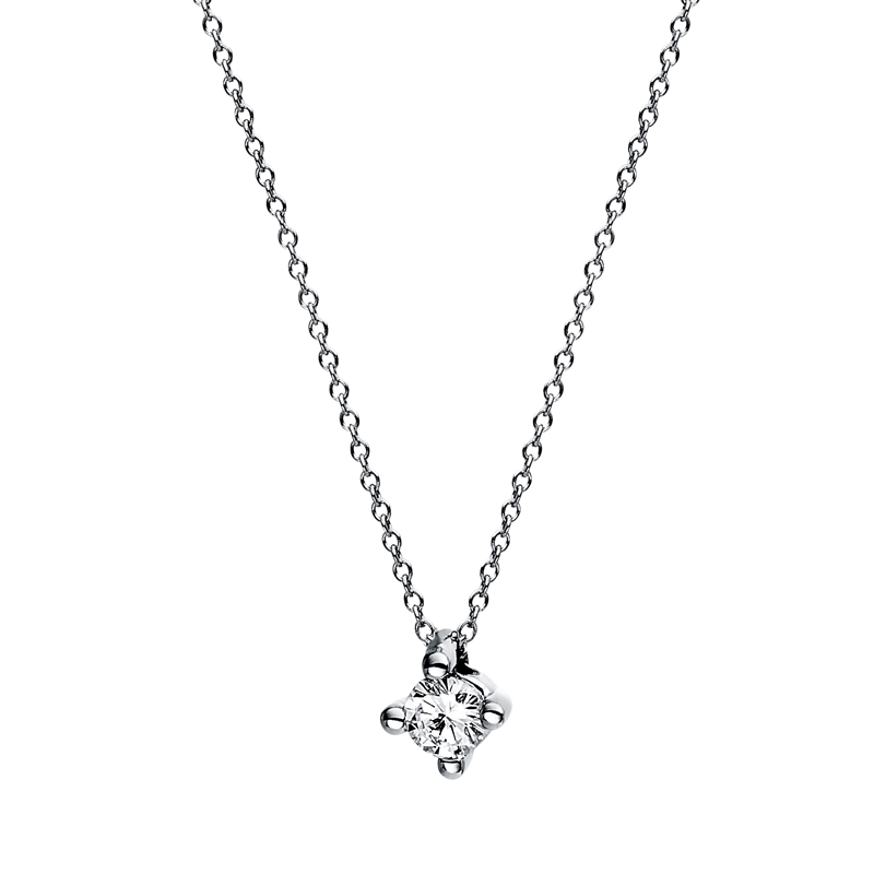 Solitaire Collier Weißgold 14kt 0,1ct