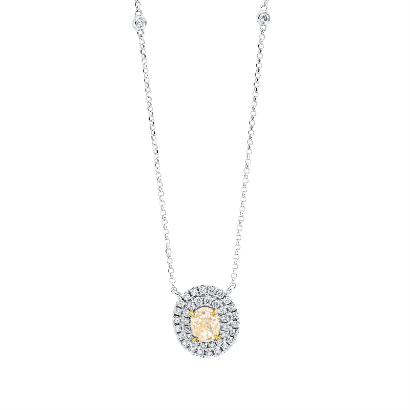 Farbiger Diamant Collier Weißgold / Gelbgold 18kt 1,02ct