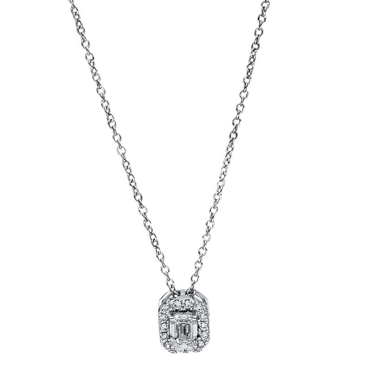 Solitaire mit Besatz Collier Weißgold 18kt Ref-4F357
