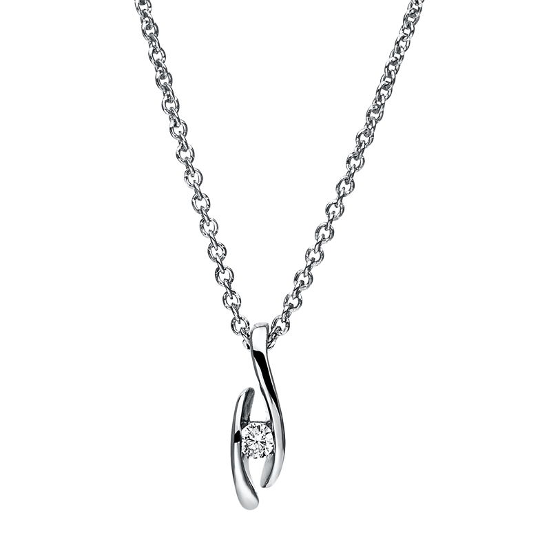 Solitaire Collier Weißgold 14kt 0,05ct