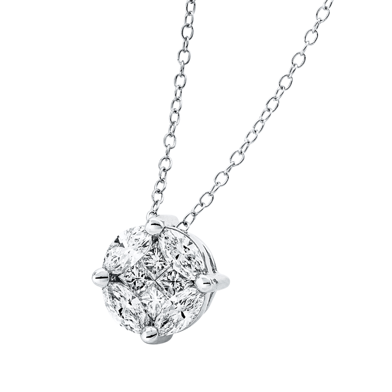 Mehrfachsteinbesatz Collier Weißgold 18kt Ref-4F472