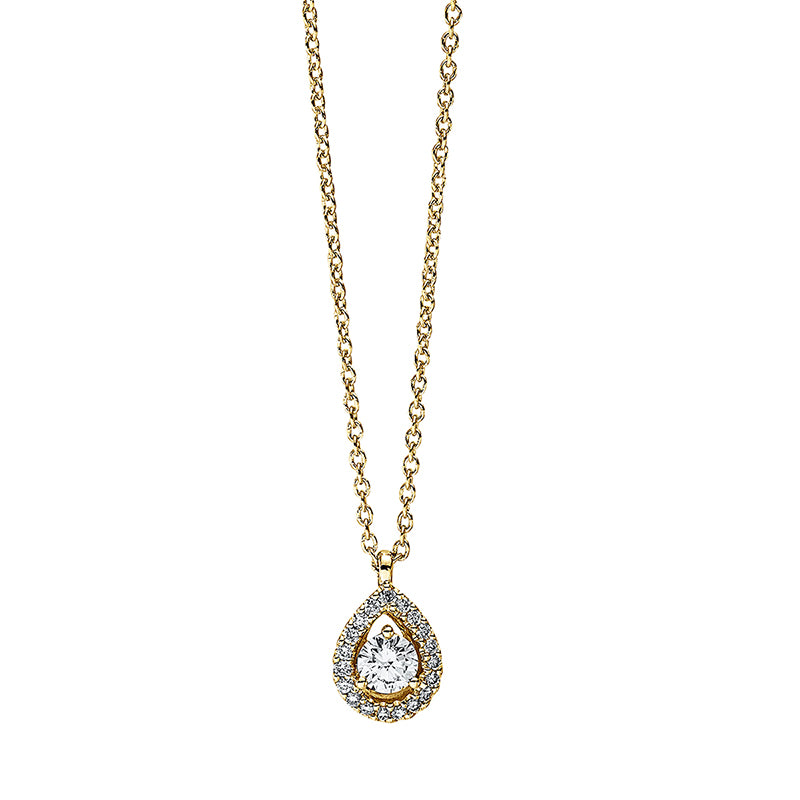Solitaire mit Besatz Collier Gelbgold 18kt 0,18ct