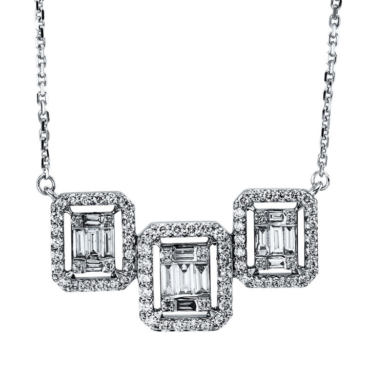 Baguette Illusion Collier Weißgold 18kt Ref-4G332