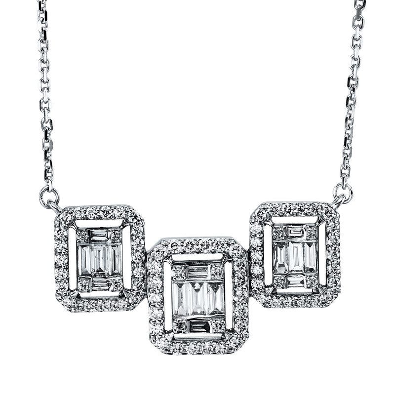 Baguette Illusion Collier Weißgold 18kt Ref-4G332