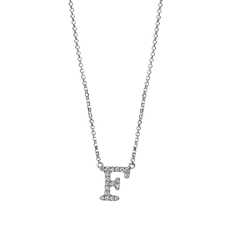 "F" Buchstabe Collier Weißgold 18kt 0,08ct