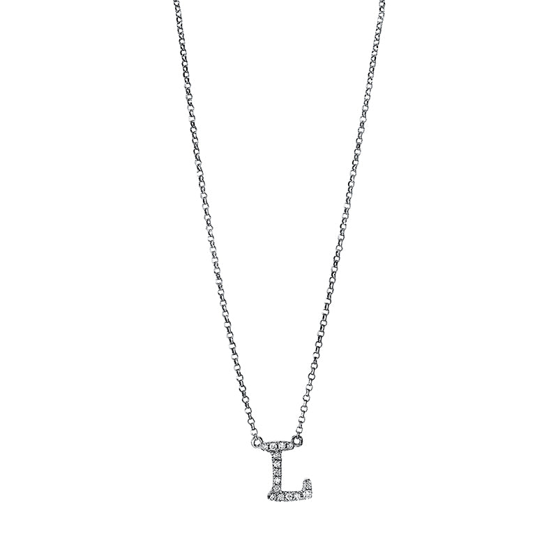 Buchstabe Collier Weißgold 18kt 0,07ct
