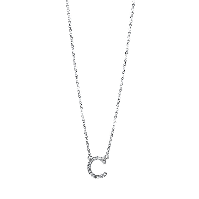 Buchstabe Collier Weißgold 18kt 0,06ct